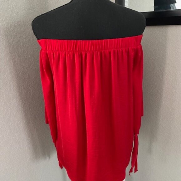 Apt 9 Tango Red Off Shoulder Tie Blouse Medium - Picture 5 of 12